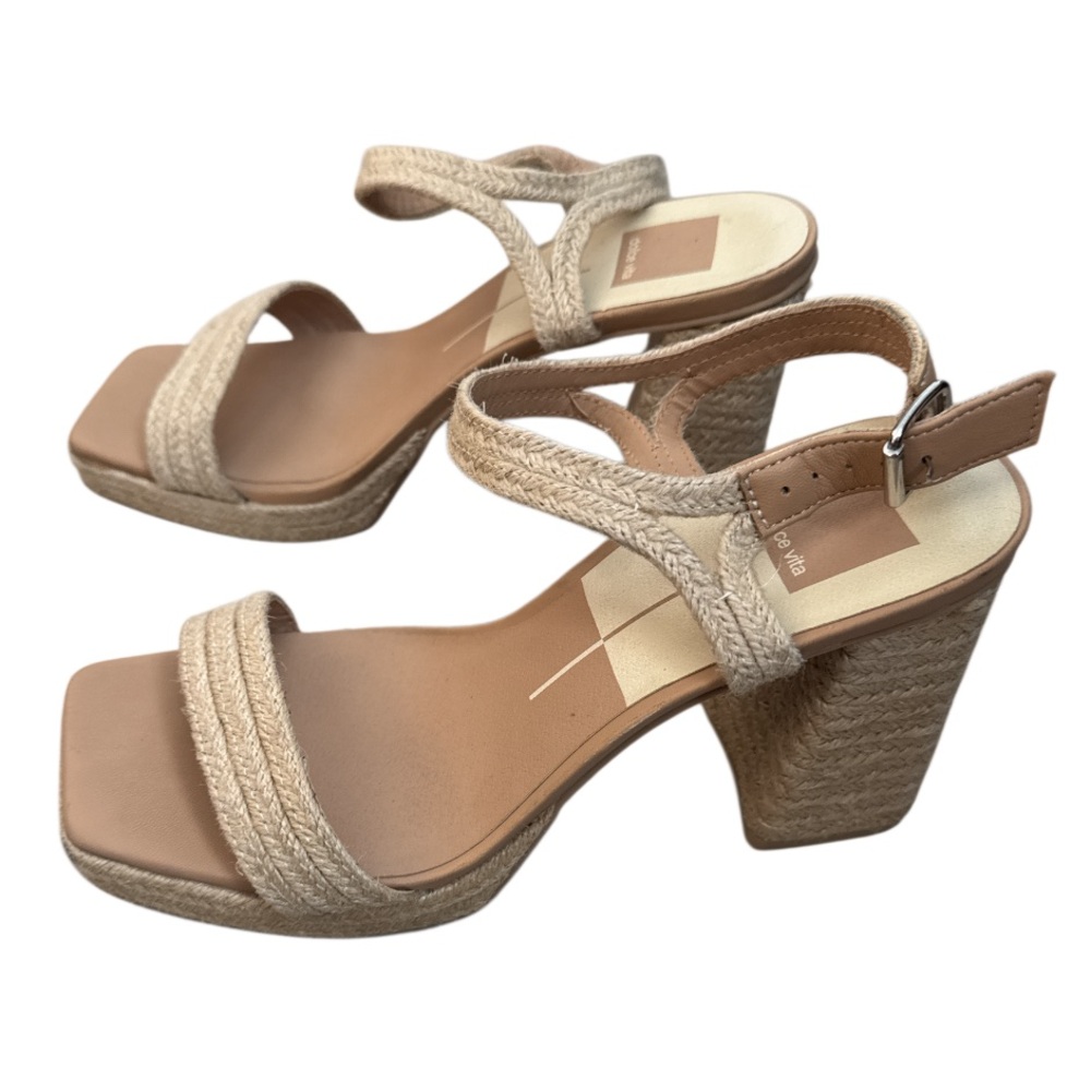 Dolce Vita Beige Tan Espadrille Block Heel Sandals